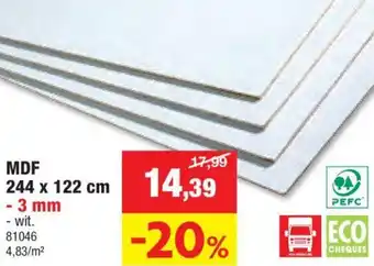 Hubo MDF 244 x 122 cm aanbieding