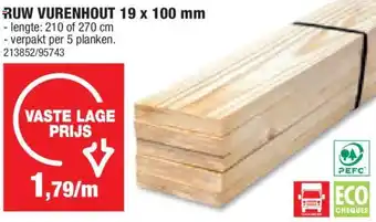 Hubo RUW VURENHOUT 19 x 100 mm aanbieding