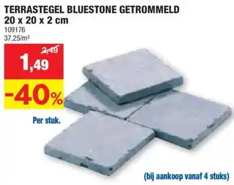 Hubo TERRASTEGEL BLUESTONE GETROMMELD 20 x 20 x 2 cm aanbieding