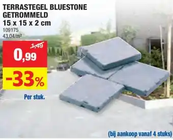 TERRASTEGEL BLUESTONE GETROMMELD 15 x 15 x 2 cm