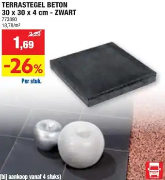 Hubo TERRASTEGEL BETON 30 x 30 x 4 cm - ZWART aanbieding