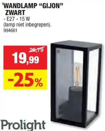 Hubo WANDLAMP GIJON ZWART aanbieding