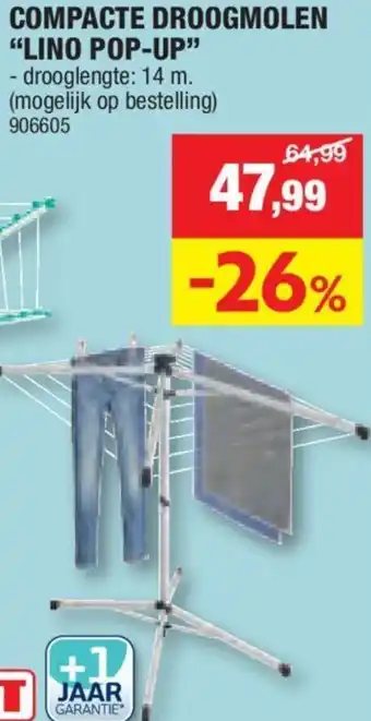 Hubo COMPACTE DROOGMOLEN LINO POP-UP aanbieding