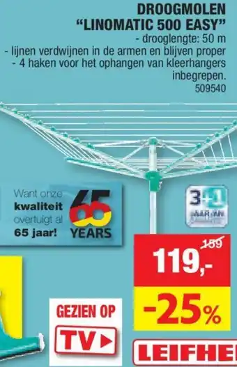 Hubo DROOGMOLEN LINOMATIC 500 EASY aanbieding