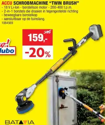 Hubo ACCU SCHROBMACHINE TWIN BRUSH aanbieding