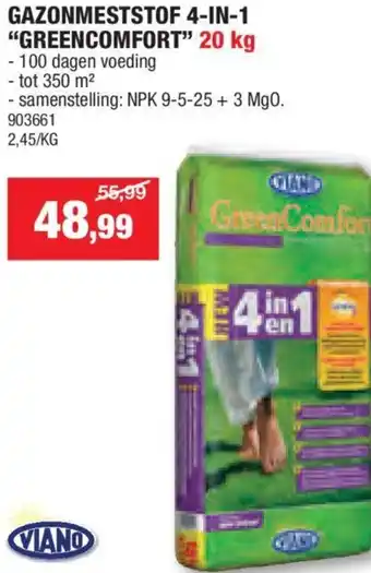 Hubo GAZONMESTSTOF 4-IN-1 GREENCOMFORT 20 kg aanbieding