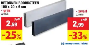 Hubo BETONNEN BOORDSTEEN 100 x 20 x 6 cm - grijs aanbieding