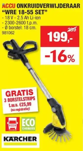 Hubo ACCU ONKRUIDVERWIJDERAAR WRE 18-55 SET aanbieding