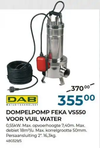 Meno DAB DOMPELPOMP FEKA VS550 VOOR VUIL WATER aanbieding