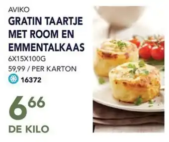 Bidfood AVIKO GRATIN TAARTJE MET ROOM EN EMMENTALKAAS DE KILO aanbieding