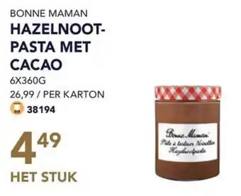 Bidfood BONNE MAMAN HAZELNOOT- PASTA MET CACAO HET STUK aanbieding