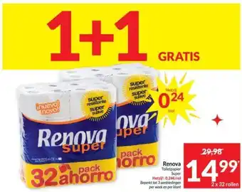 Intermarché Renova Toiletpapier Super 2 x 32 rollen aanbieding