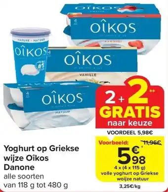 Carrefour Yoghurt op Griekse wijze Oîkos Danone aanbieding