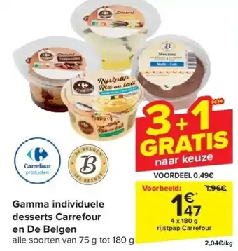 Carrefour Gamma individuele desserts Carrefour en De Belgen aanbieding
