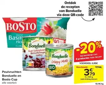 Carrefour Peulvruchten Bonduelle en Bosto Cup aanbieding
