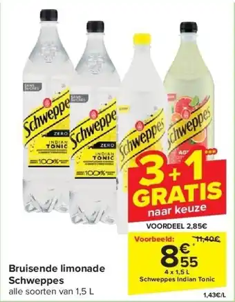 Carrefour Bruisende limonade Schweppes aanbieding