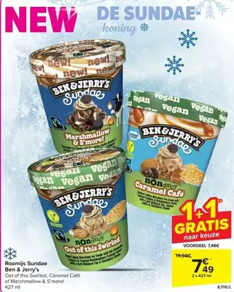 Carrefour Roomijs Sundae Ben & Jerry’s aanbieding