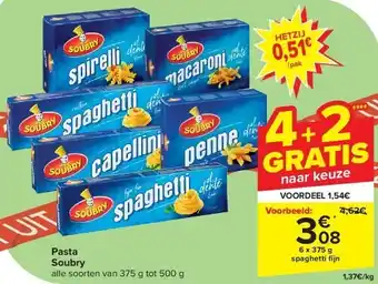 Carrefour Pasta Soubry aanbieding