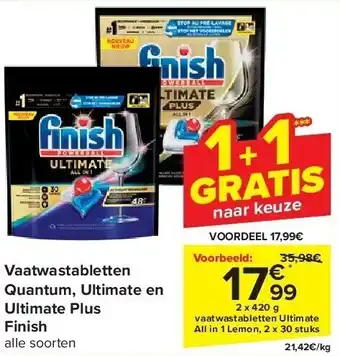 Carrefour Vaatwastabletten Quantum, Ultimate en Ultimate Plus Finish aanbieding