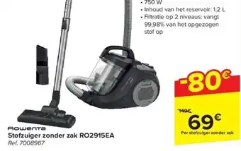 Carrefour Stofzuiger zonder zak RO2915EA aanbieding