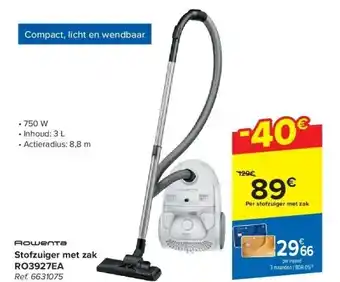 Carrefour Stofzuiger met zak RO3927EA aanbieding