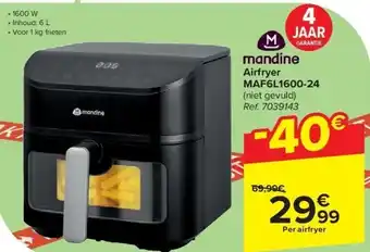 Carrefour Airfryer MAF6L1600-24 aanbieding