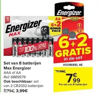 Carrefour Set van 8 batterijen Max Energizer aanbieding