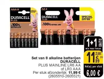 Set van 8 alkaline batterijen DURACELL