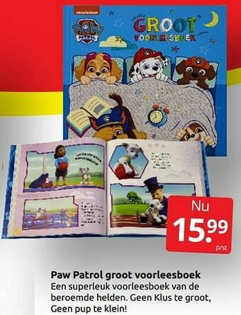 Boekenvoordeel Paw patrol groot voorleesboek aanbieding