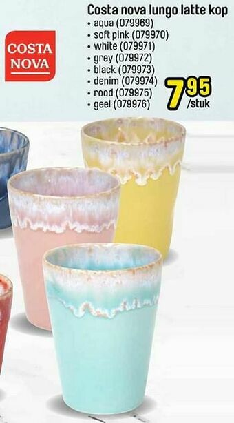 Happyland Costa nova lungo latte kop aanbieding