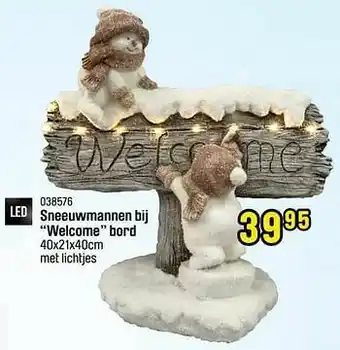 Happyland Sneeuwmannen bij welcome bord aanbieding