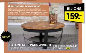 Big Bazar SALONTAFEL WAINWRIGHT 70x70x35cm aanbieding