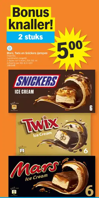 Mars, Twix en Snickers ijsrepen