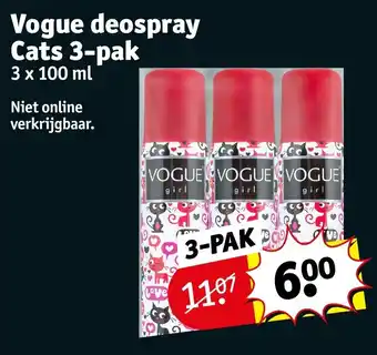 Kruidvat Vogue Deospray Cats 3 x 100mL aanbieding