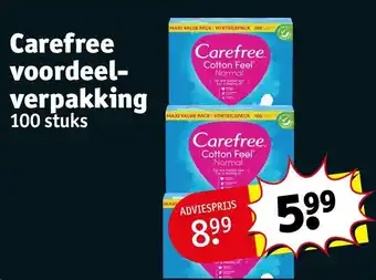 Kruidvat Carefree voordeelverpakking 100 stuks aanbieding