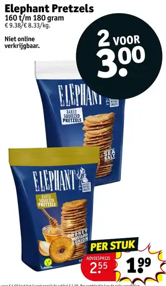 Kruidvat Elephant Pretzels 160 t/m 180 gram aanbieding