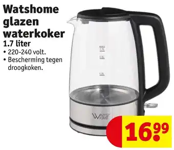 Kruidvat Watshome Glazen Waterkoker 1.7 Liter aanbieding