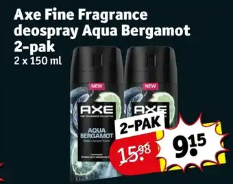 Kruidvat Axe Fine Fragrance deospray Aqua Bergamot 2-pak aanbieding