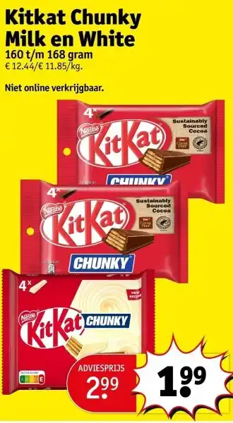 Kruidvat Kitkat Chunky Milk en White aanbieding