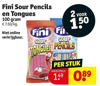 Kruidvat Fini Sour Pencils en Tongues aanbieding