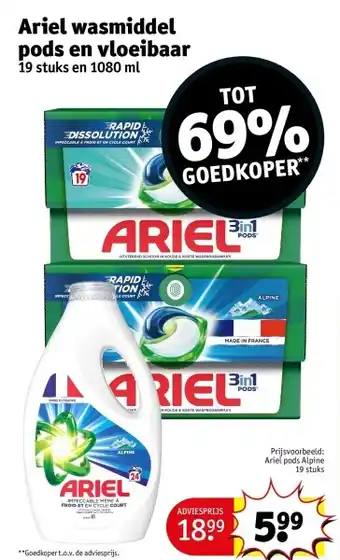 Kruidvat Ariel wasmiddel pods en vloeibaar aanbieding