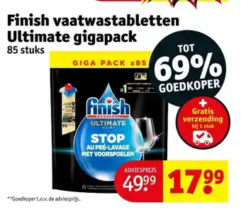 Kruidvat Finish vaatwastabletten Ultimate gigapack aanbieding