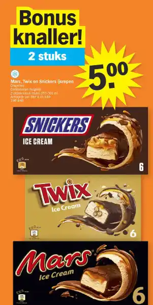 Albert Heijn Mars, Twix en Snickers ijsrepen aanbieding