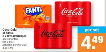 Albert Heijn Coca-Cola of Fanta 8 x 0.25 literblikjes aanbieding