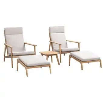 Leen Bakker Balkonset Jura - acaciahout - 5-delig - incl. grijze kussens aanbieding