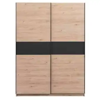 Leen Bakker Schuifdeurkast Genua - eikenkleur/antraciet - 204x150x60 cm aanbieding