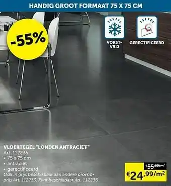 Zelfbouwmarkt Vloertegel londen antraciet aanbieding