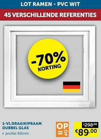 Zelfbouwmarkt 1-vl draaikipraam dubbel glas aanbieding