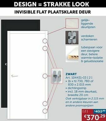 Zelfbouwmarkt Invisible flat plaatsklare deur zwart aanbieding