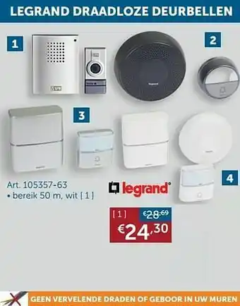 Legrand draadloze deurbellen wit
